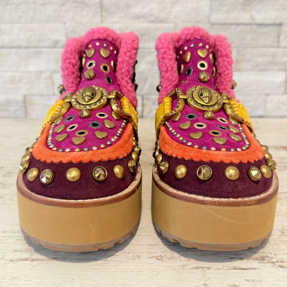 Kurt Geiger Mansion Cozy Studded Suede Bit Buckle Platform Boots EU 36.5-US 6.5 - Picture 4 of 15